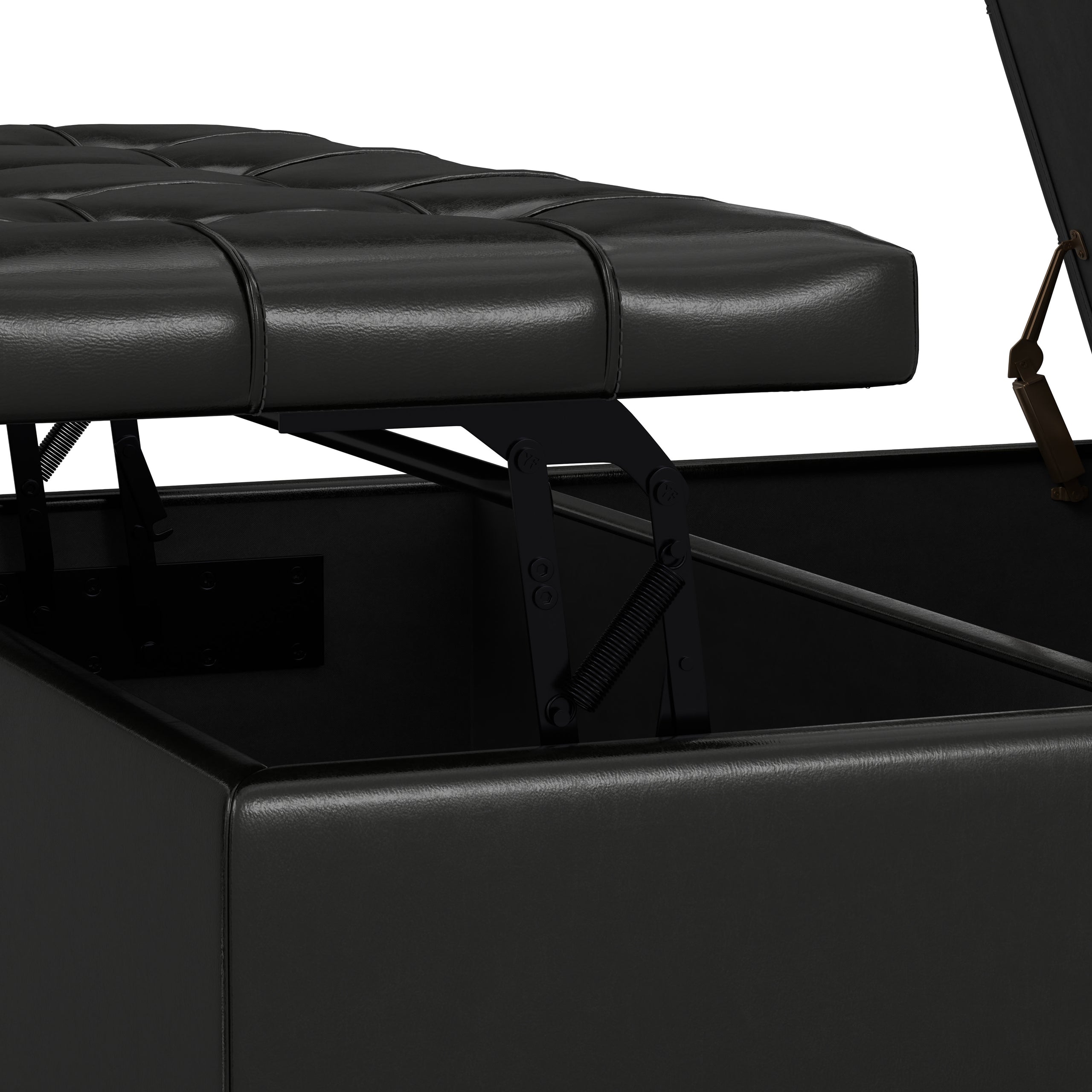 Midnight Black Vegan Leather | Harrison Large Square Coffee Table Storage Ottoman