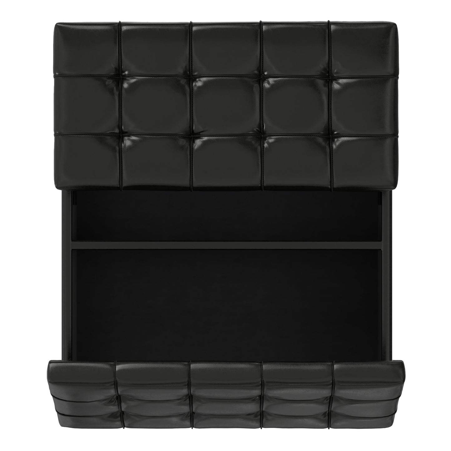 Midnight Black Vegan Leather | Harrison Large Square Coffee Table Storage Ottoman
