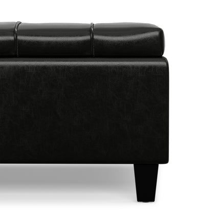 Midnight Black Vegan Leather | Harrison Large Square Coffee Table Storage Ottoman
