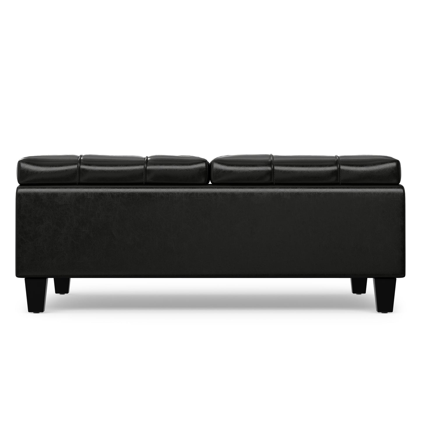 Midnight Black Vegan Leather | Harrison Large Square Coffee Table Storage Ottoman