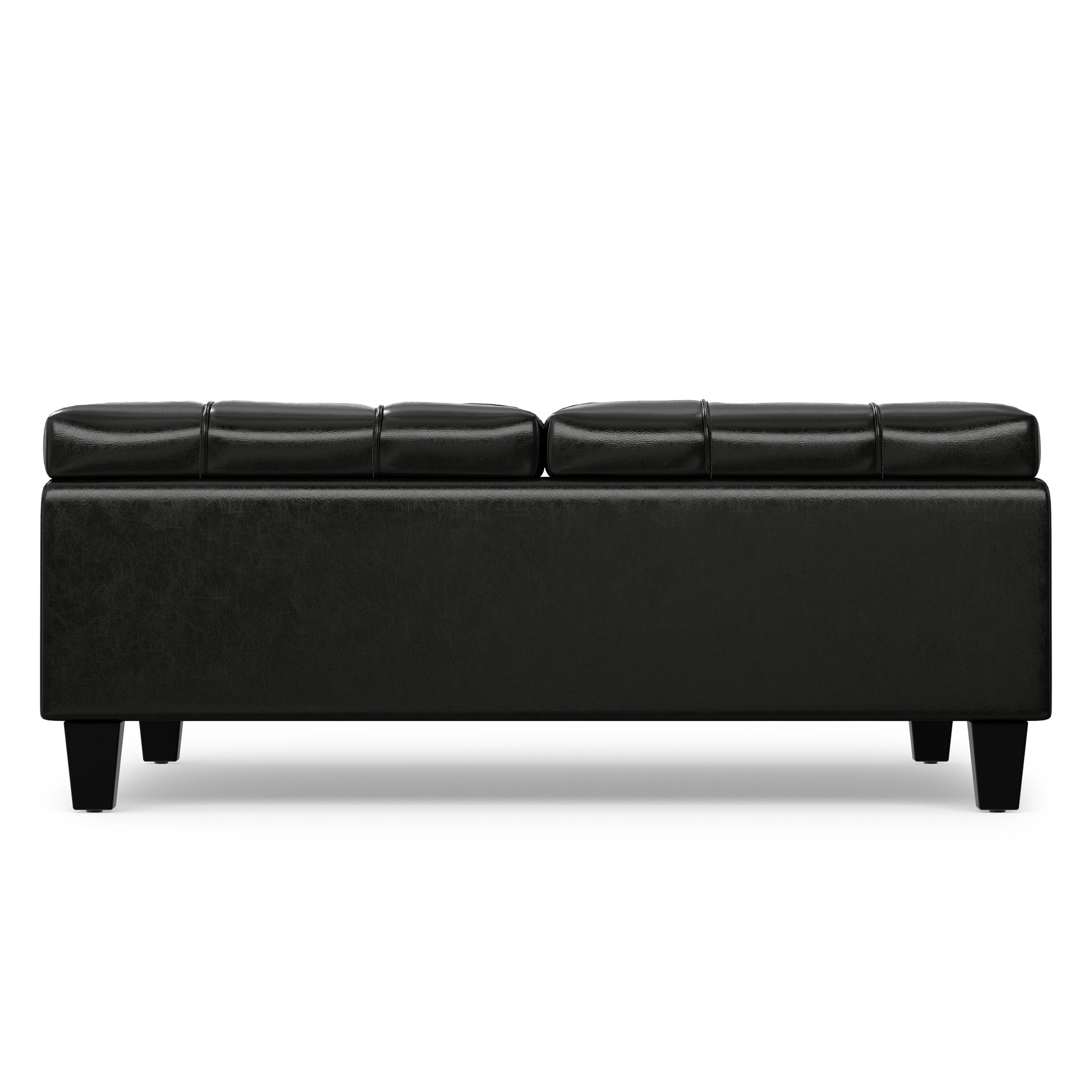 Midnight Black Vegan Leather | Harrison Large Square Coffee Table Storage Ottoman