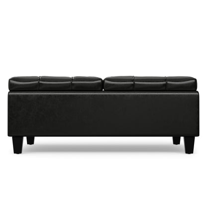 Midnight Black Vegan Leather | Harrison Large Square Coffee Table Storage Ottoman