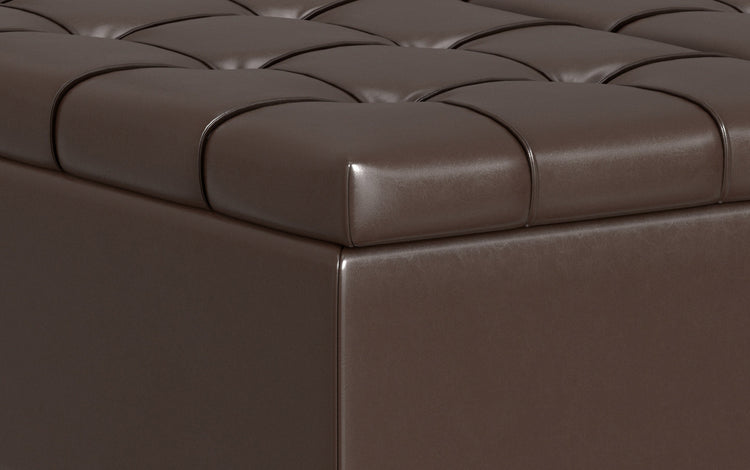Chocolate Brown Vegan Leather | Harrison Large Square Coffee Table Storage Ottoman