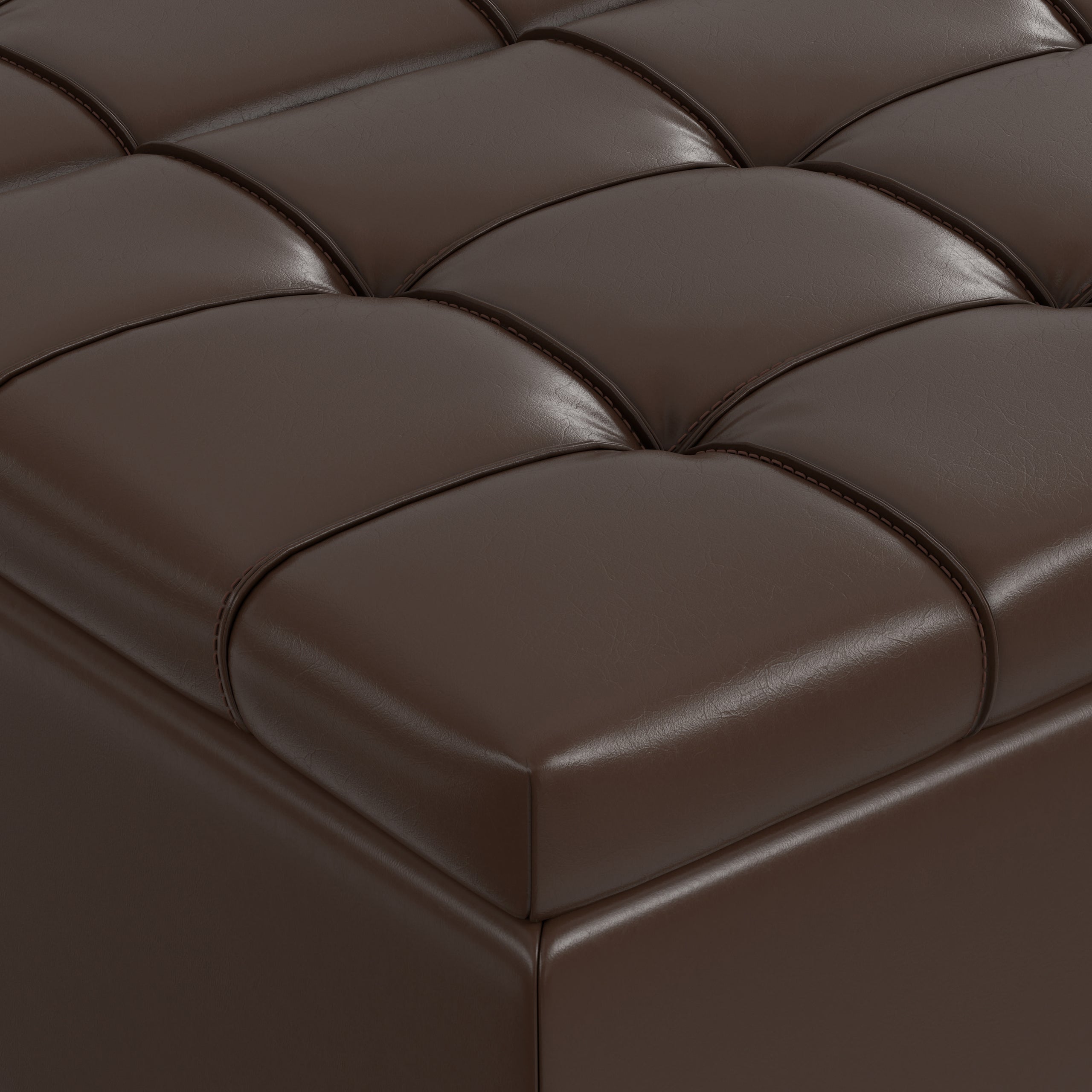 Chocolate Brown Vegan Leather | Harrison Large Square Coffee Table Storage Ottoman