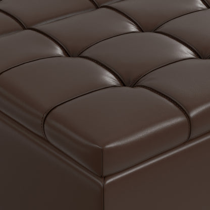 Chocolate Brown Vegan Leather | Harrison Large Square Coffee Table Storage Ottoman