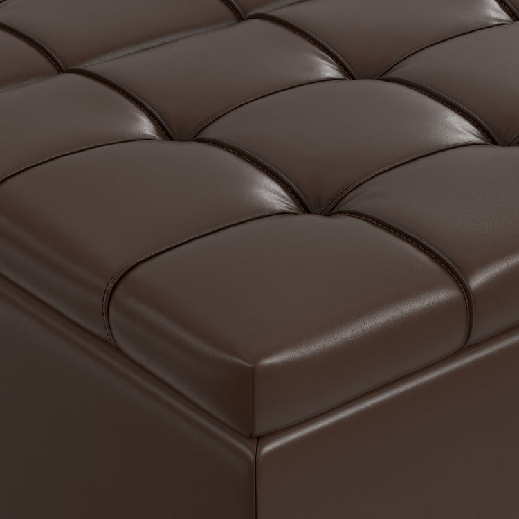 Chocolate Brown Vegan Leather | Harrison Large Square Coffee Table Storage Ottoman