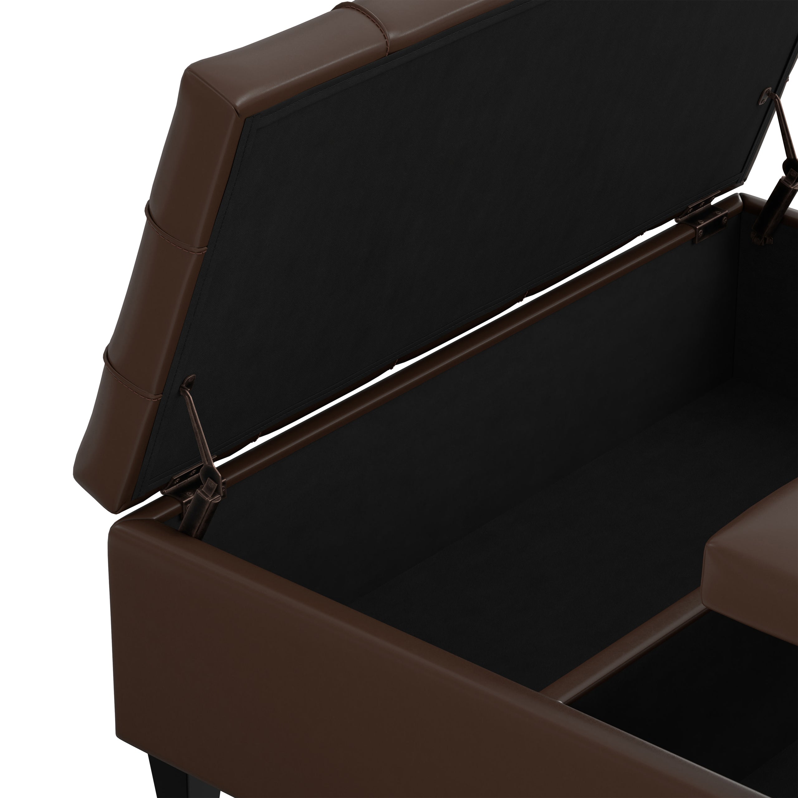 Chocolate Brown Vegan Leather | Harrison Large Square Coffee Table Storage Ottoman