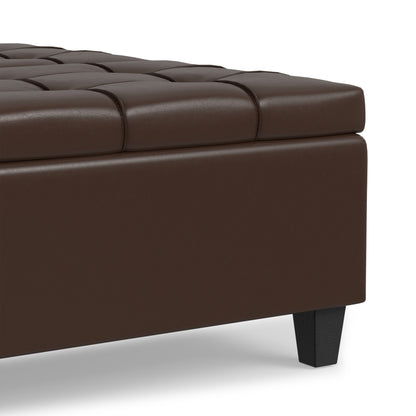 Chocolate Brown Vegan Leather | Harrison Large Square Coffee Table Storage Ottoman