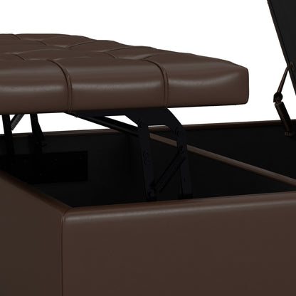 Chocolate Brown Vegan Leather | Harrison Large Square Coffee Table Storage Ottoman