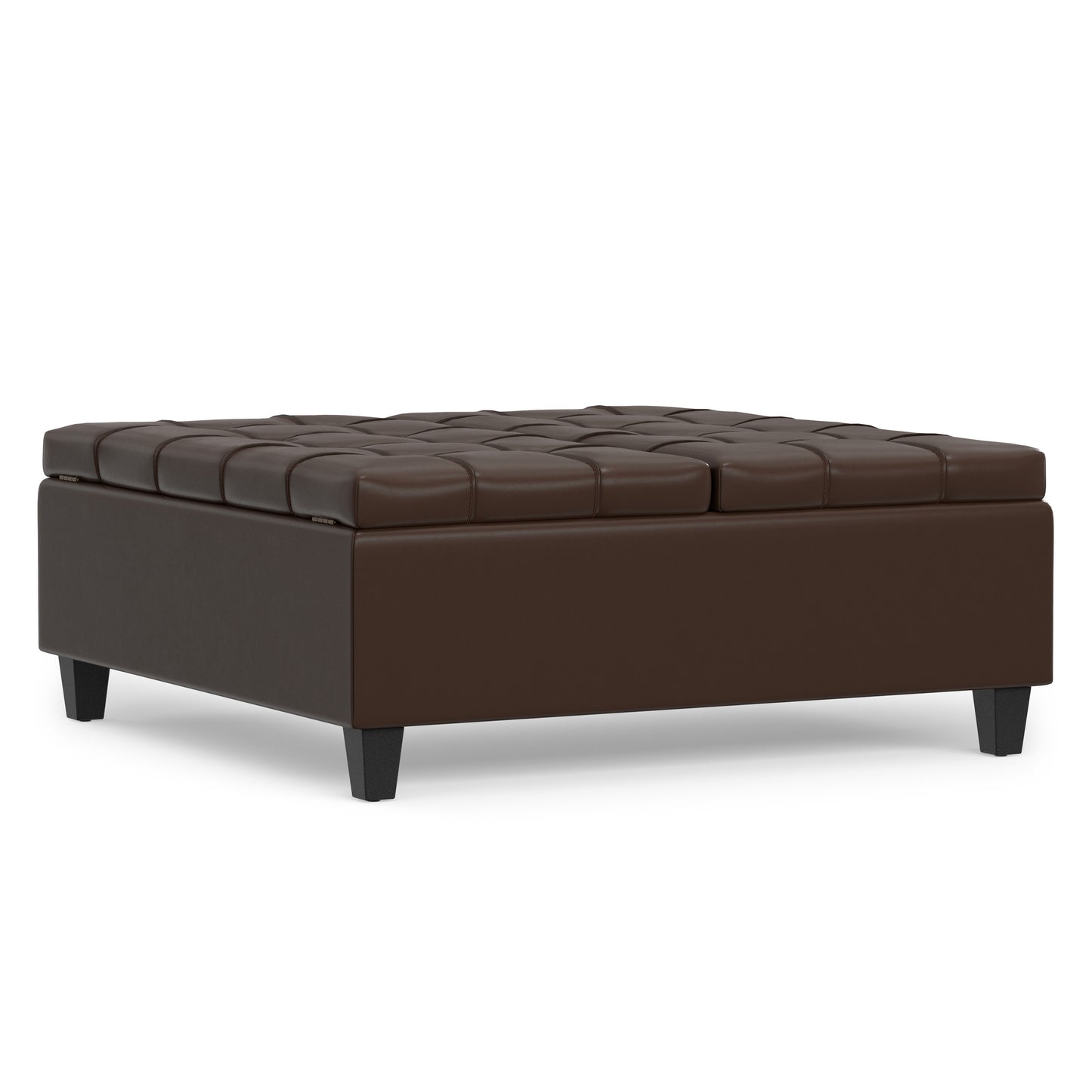 Chocolate Brown Vegan Leather | Harrison Large Square Coffee Table Storage Ottoman
