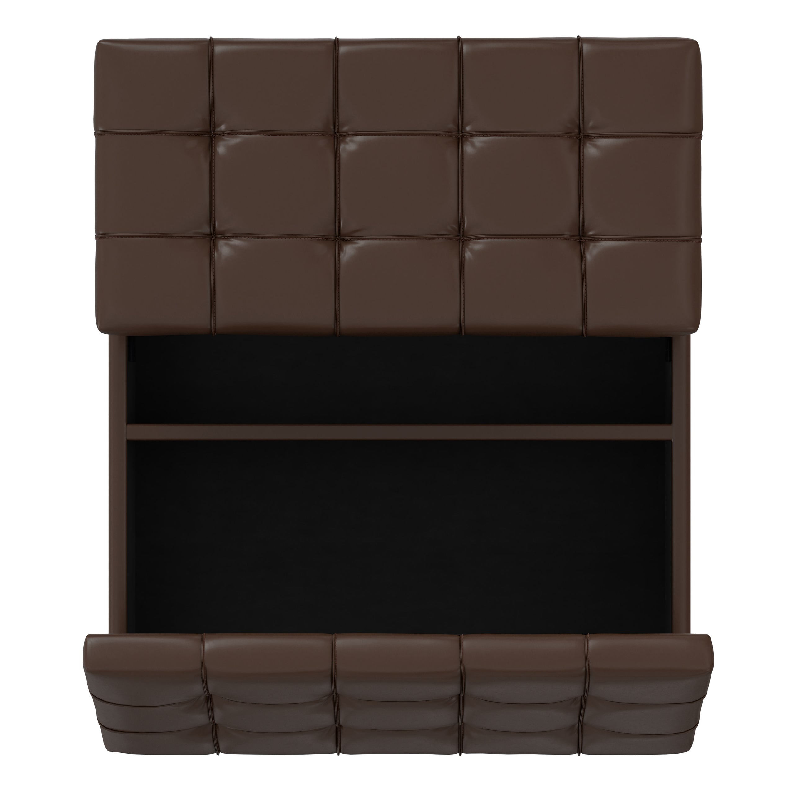 Chocolate Brown Vegan Leather | Harrison Large Square Coffee Table Storage Ottoman