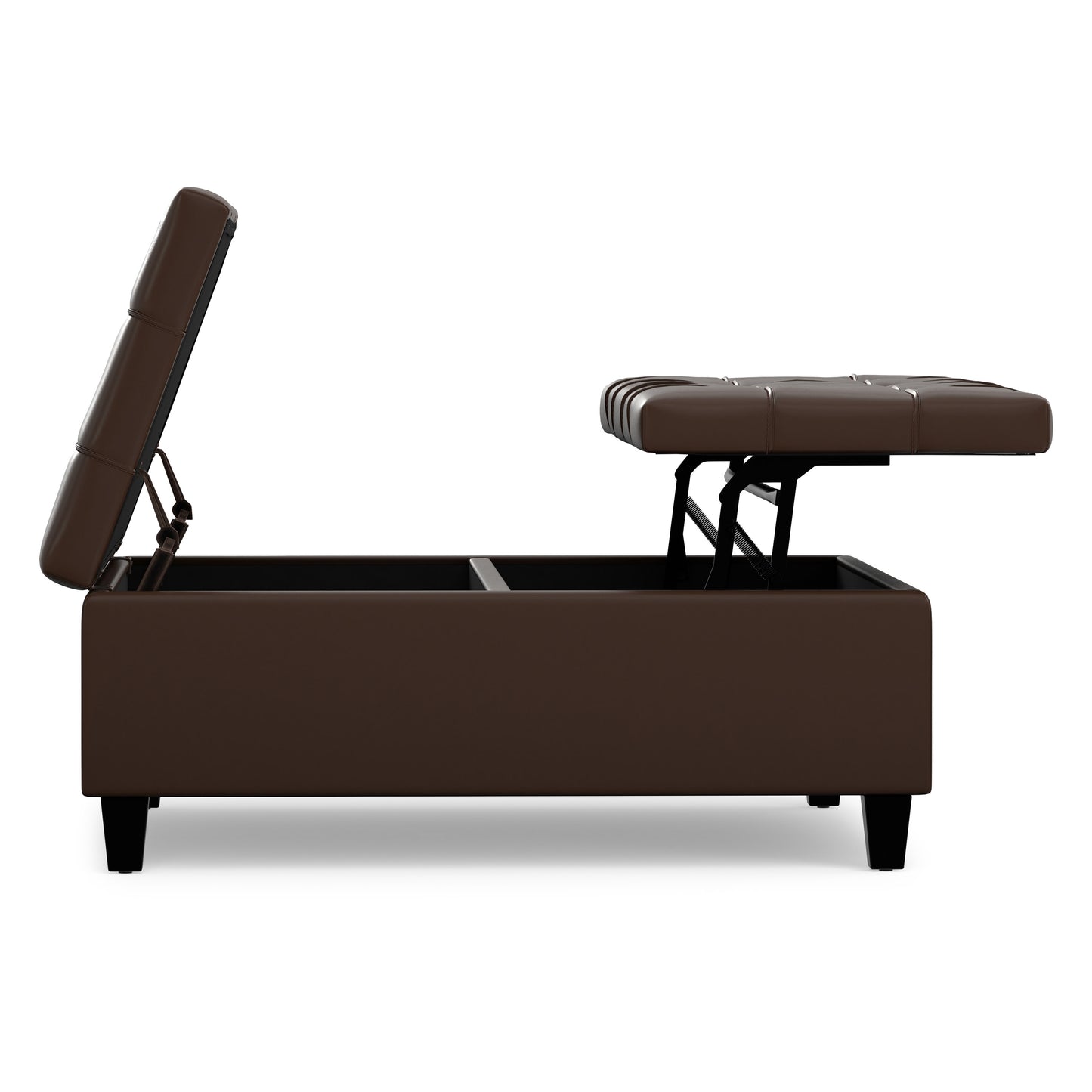 Chocolate Brown Vegan Leather | Harrison Large Square Coffee Table Storage Ottoman