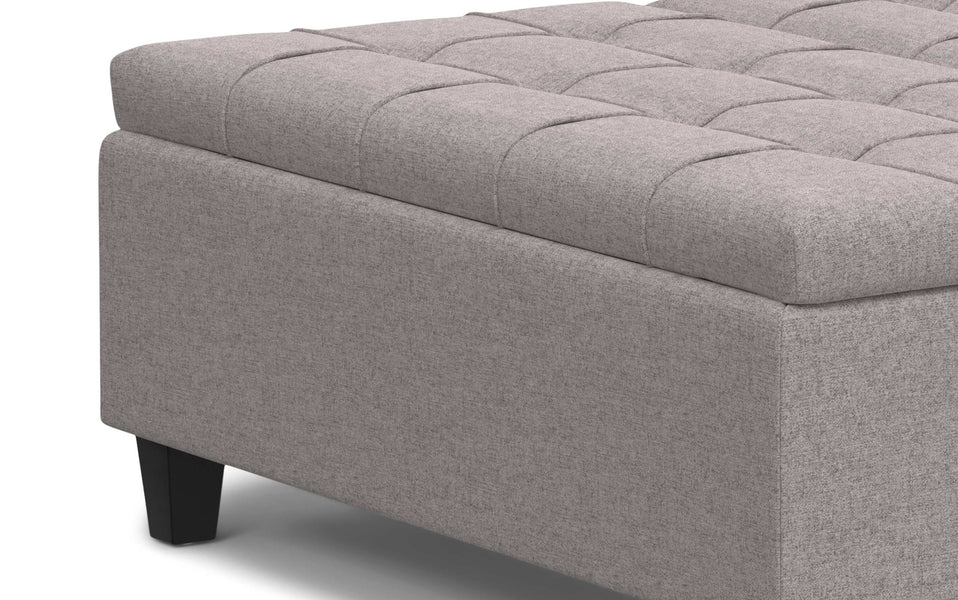 Cloud Grey Linen Style Fabric | Harrison Large Square Coffee Table Storage Ottoman in Linen