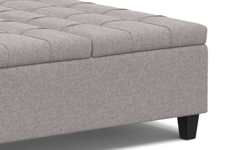 Cloud Grey Linen Style Fabric | Harrison Large Square Coffee Table Storage Ottoman in Linen
