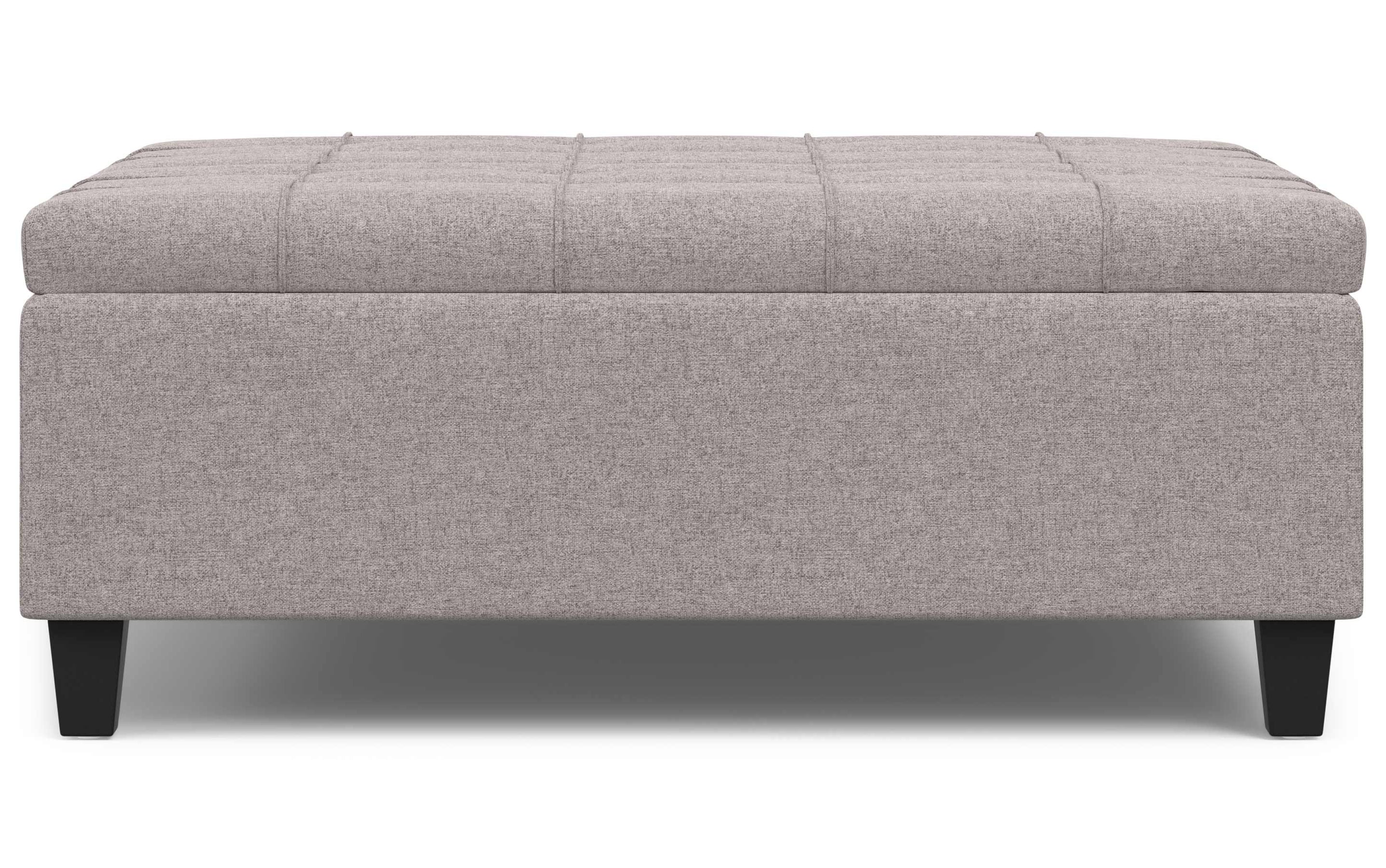 Cloud Grey Linen Style Fabric | Harrison Large Square Coffee Table Storage Ottoman in Linen