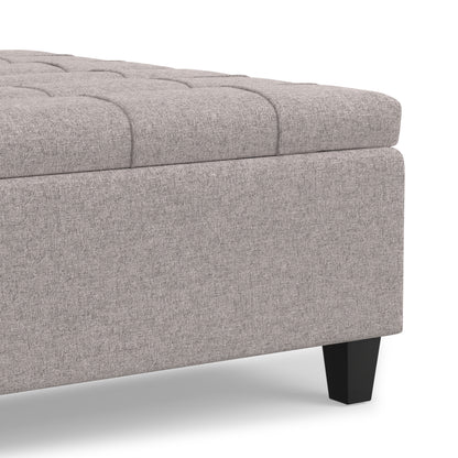 Cloud Grey Linen Style Fabric | Harrison Large Square Coffee Table Storage Ottoman in Linen