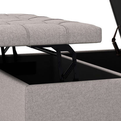 Cloud Grey Linen Style Fabric | Harrison Large Square Coffee Table Storage Ottoman in Linen