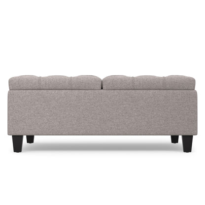Cloud Grey Linen Style Fabric | Harrison Large Square Coffee Table Storage Ottoman in Linen