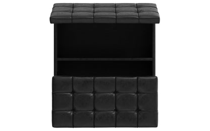 Distressed Black Distressed Vegan Leather | Harrison Large Square Coffee Table Storage Ottoman