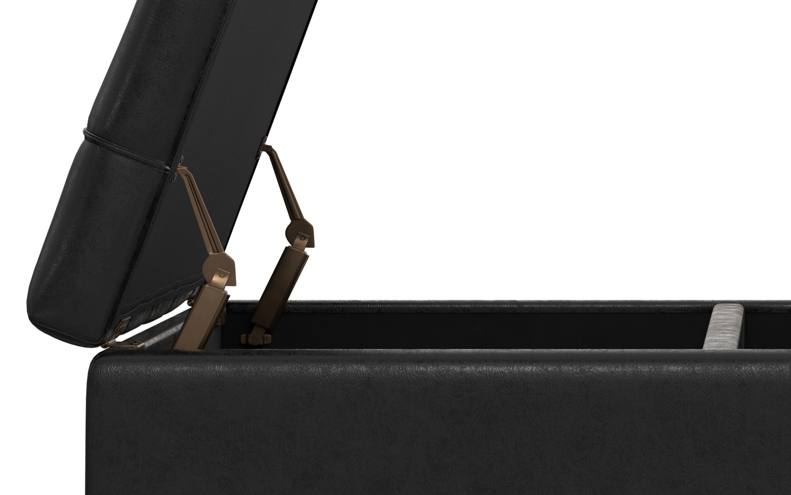 Distressed Black Distressed Vegan Leather | Harrison Large Square Coffee Table Storage Ottoman