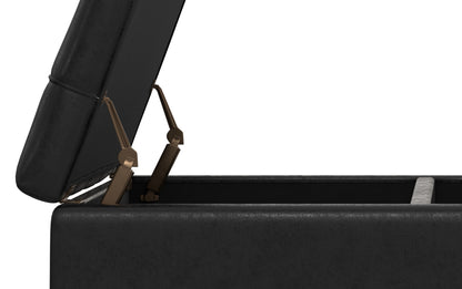Distressed Black Distressed Vegan Leather | Harrison Large Square Coffee Table Storage Ottoman