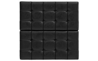 Distressed Black Distressed Vegan Leather | Harrison Large Square Coffee Table Storage Ottoman