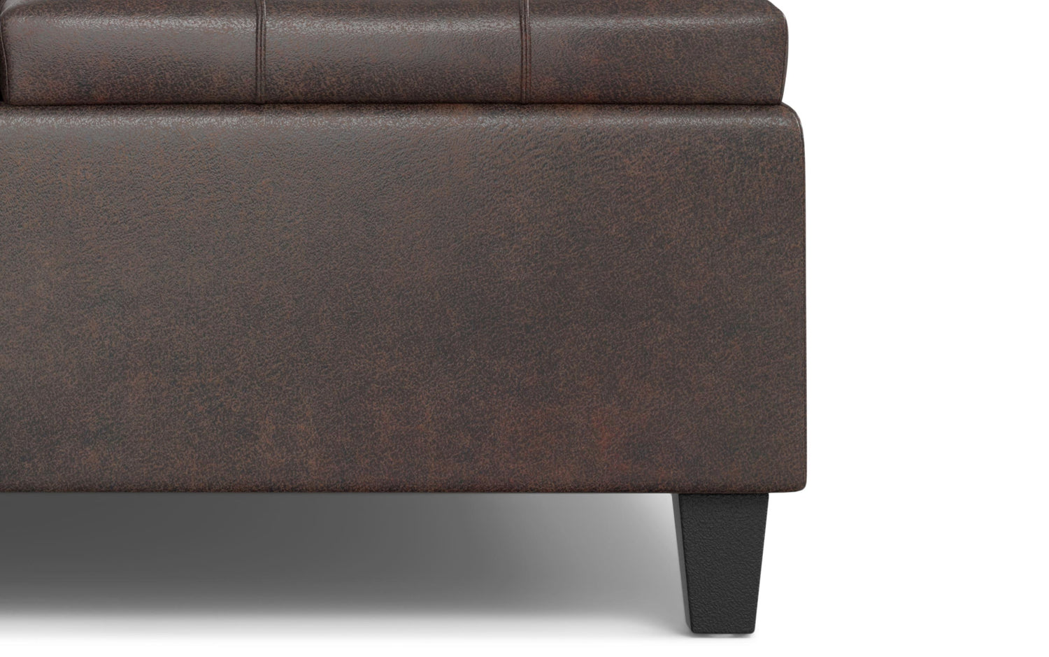 Distressed Brown Distressed Vegan Leather | Harrison Large Square Coffee Table Storage Ottoman