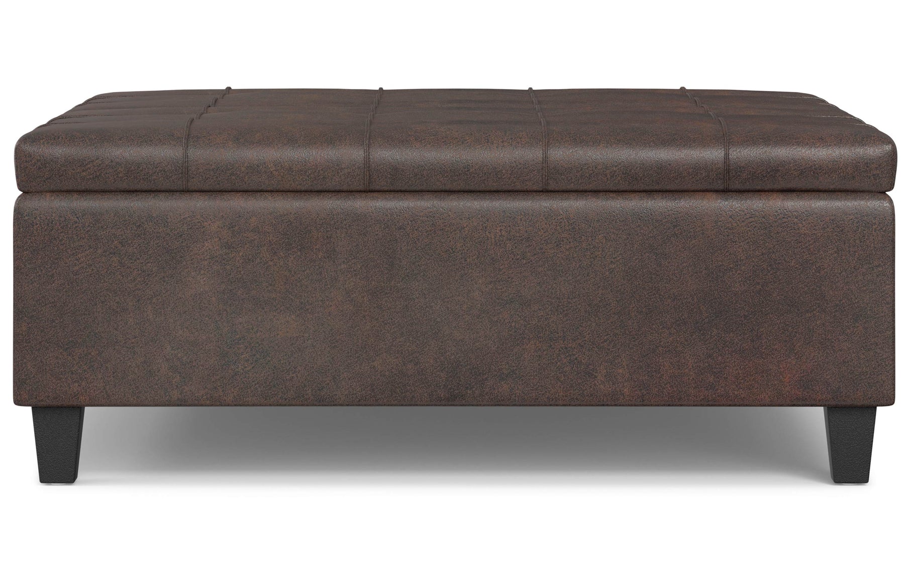Distressed Brown Distressed Vegan Leather | Harrison Large Square Coffee Table Storage Ottoman