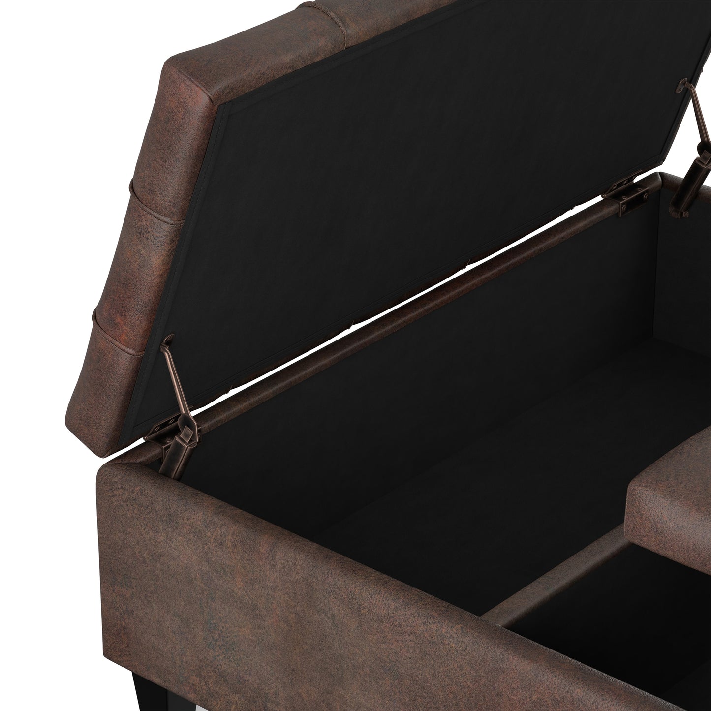Distressed Brown Distressed Vegan Leather | Harrison Large Square Coffee Table Storage Ottoman