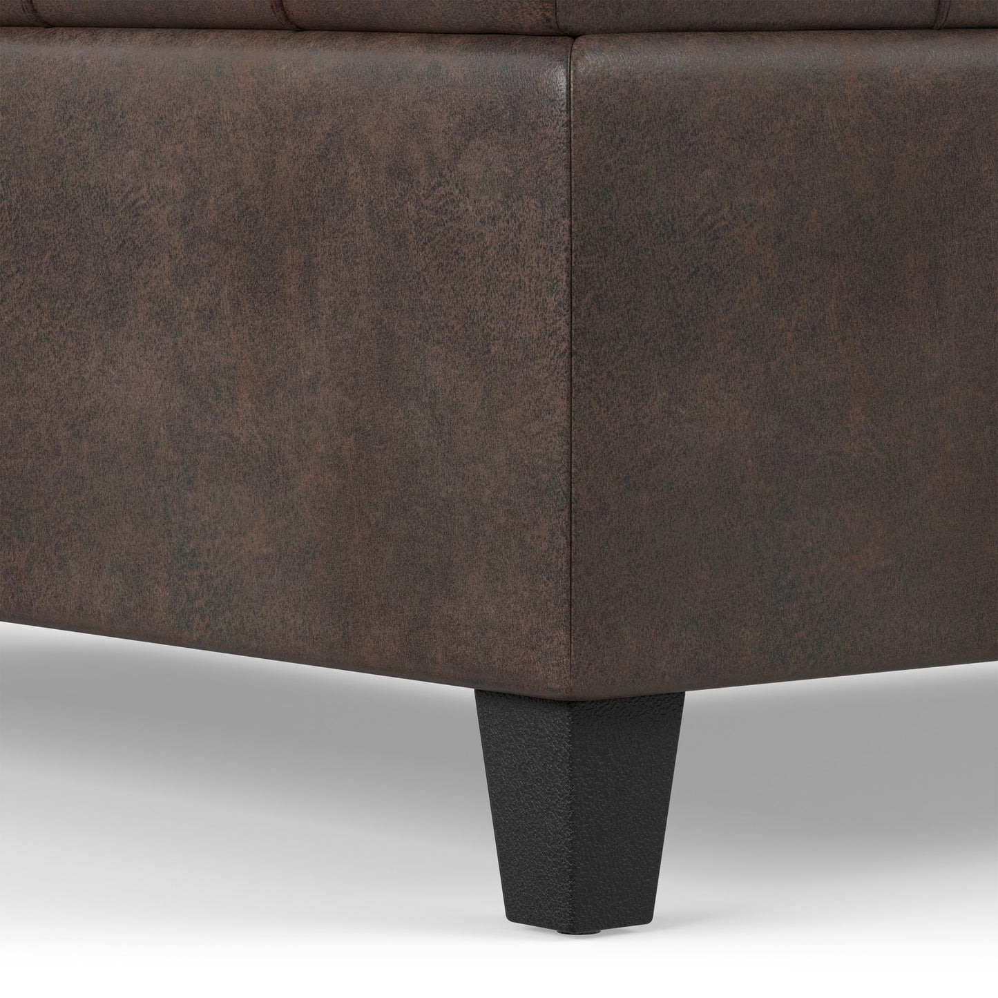 Distressed Brown Distressed Vegan Leather | Harrison Large Square Coffee Table Storage Ottoman