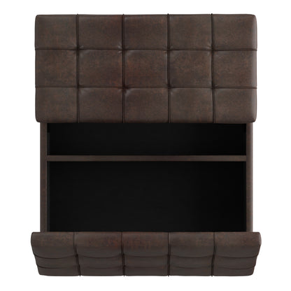 Distressed Brown Distressed Vegan Leather | Harrison Large Square Coffee Table Storage Ottoman