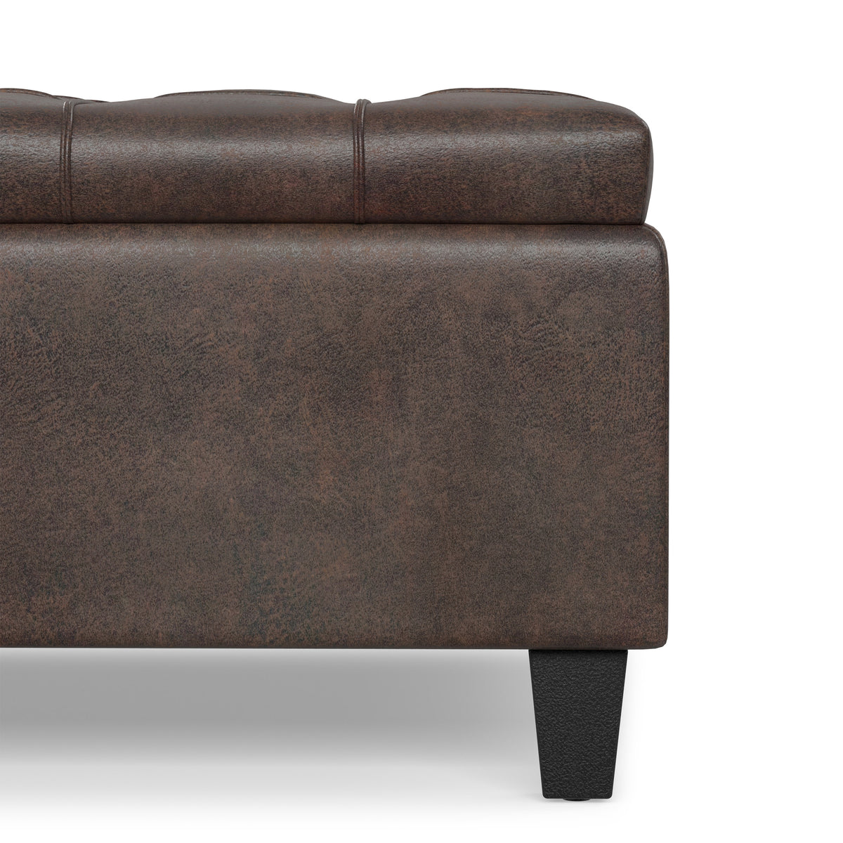 Distressed Brown Distressed Vegan Leather | Harrison Large Square Coffee Table Storage Ottoman