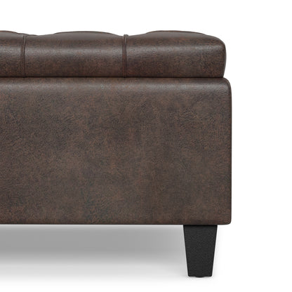Distressed Brown Distressed Vegan Leather | Harrison Large Square Coffee Table Storage Ottoman