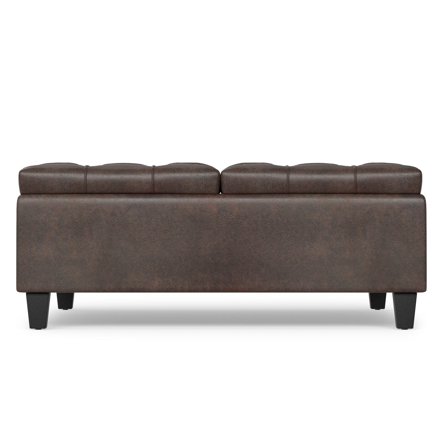 Distressed Brown Distressed Vegan Leather | Harrison Large Square Coffee Table Storage Ottoman