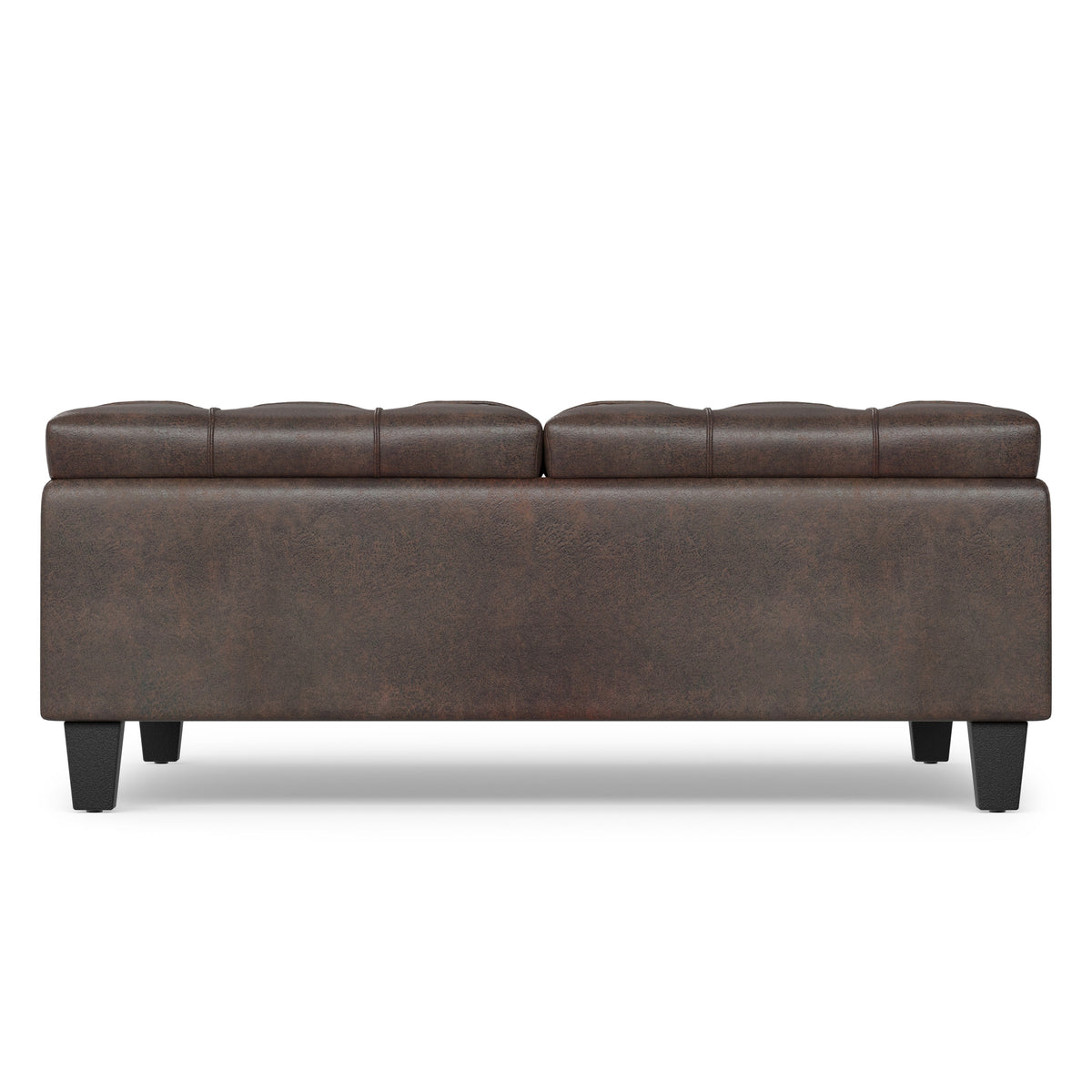 Distressed Brown Distressed Vegan Leather | Harrison Large Square Coffee Table Storage Ottoman