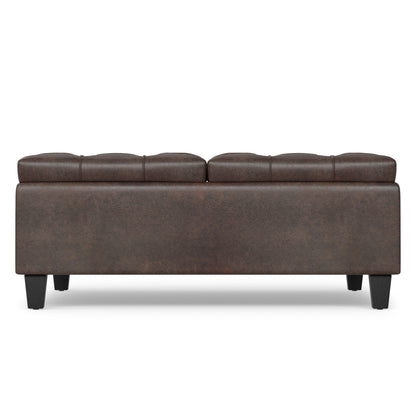 Distressed Brown Distressed Vegan Leather | Harrison Large Square Coffee Table Storage Ottoman