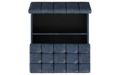 Denim Blue Vegan Leather| Harrison Large Square Coffee Table Storage Ottoman