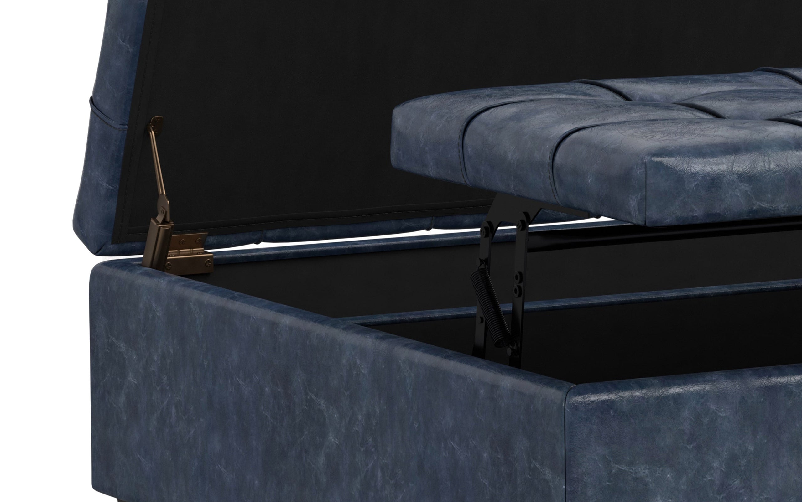 Denim Blue Vegan Leather| Harrison Large Square Coffee Table Storage Ottoman