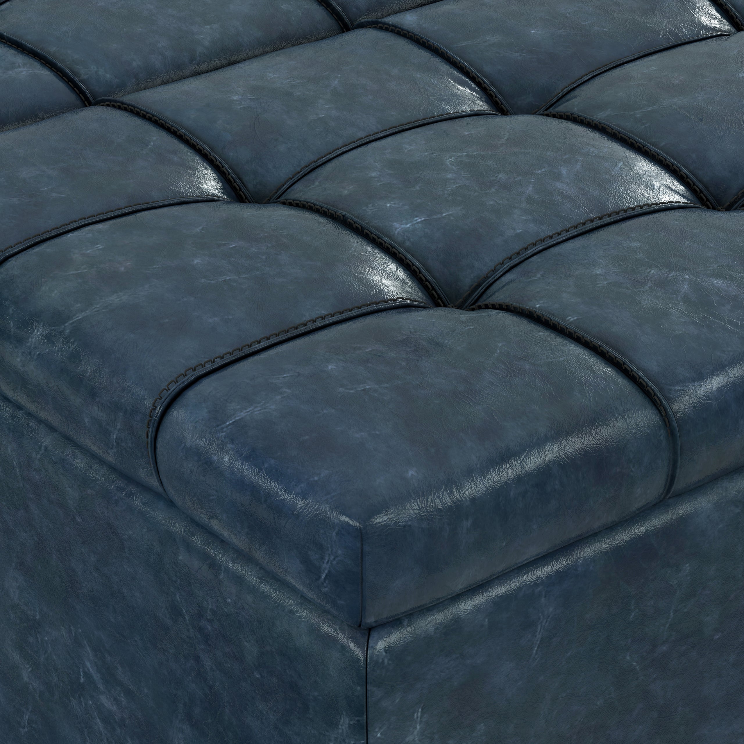 Denim Blue Vegan Leather | Harrison Large Square Coffee Table Storage Ottoman