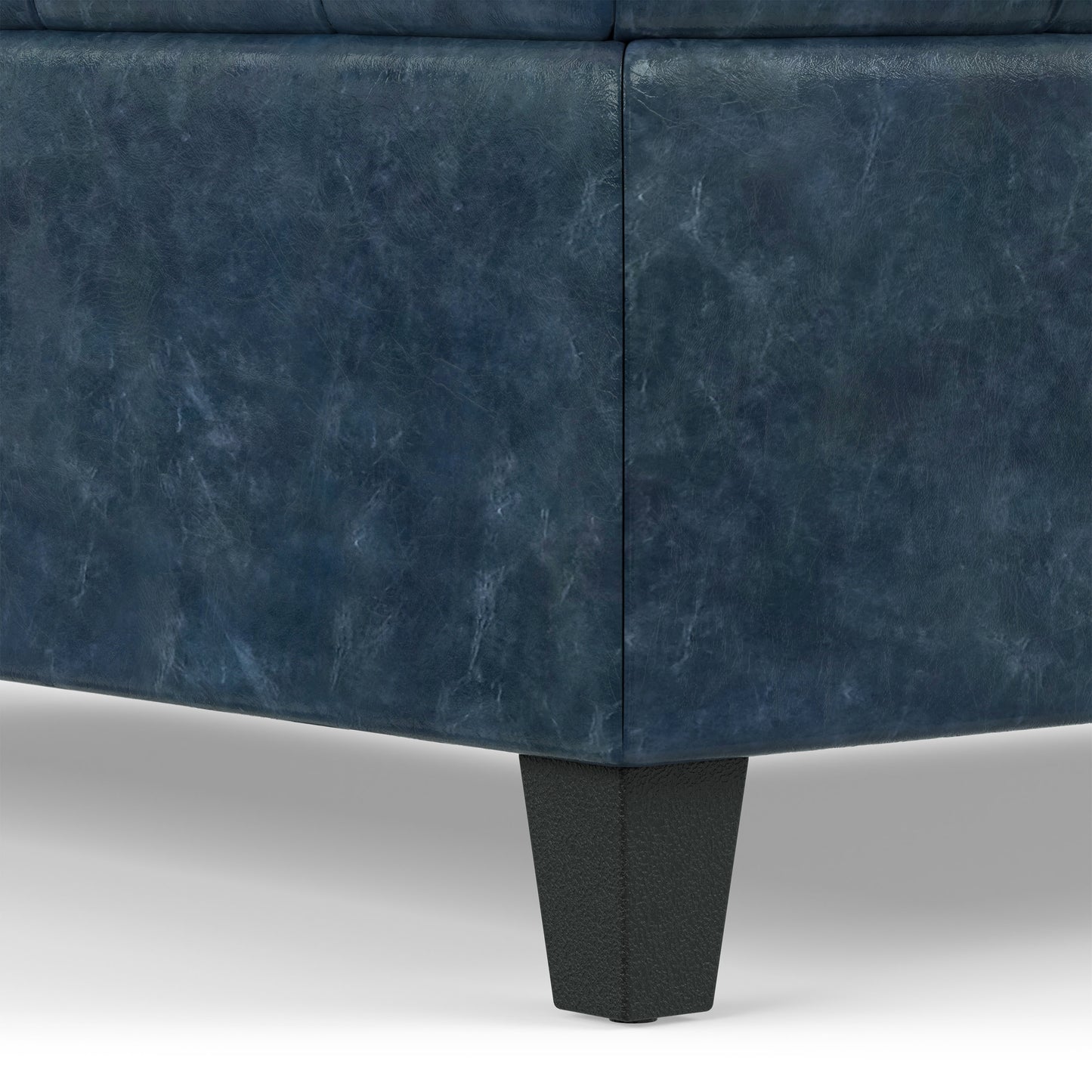 Denim Blue Vegan Leather | Harrison Large Square Coffee Table Storage Ottoman
