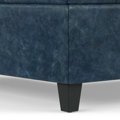 Denim Blue Vegan Leather | Harrison Large Square Coffee Table Storage Ottoman