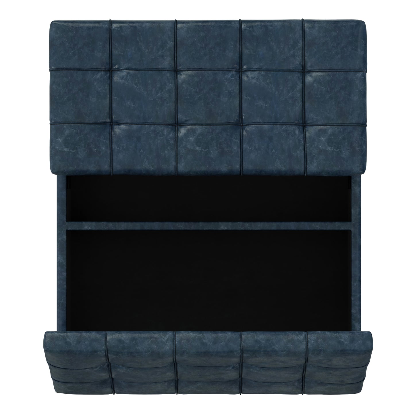 Denim Blue Vegan Leather | Harrison Large Square Coffee Table Storage Ottoman