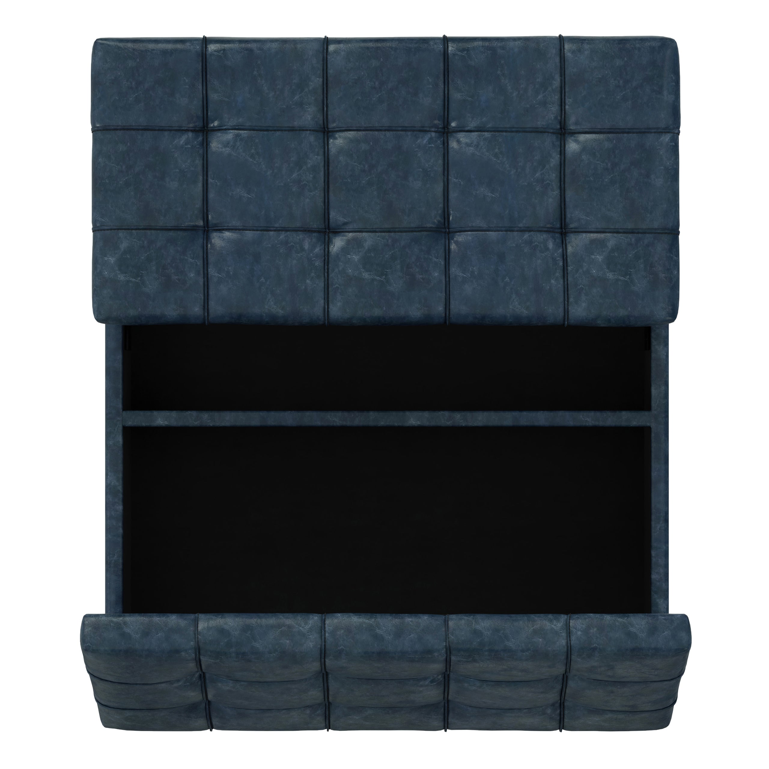 Denim Blue Vegan Leather | Harrison Large Square Coffee Table Storage Ottoman