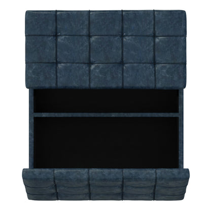 Denim Blue Vegan Leather | Harrison Large Square Coffee Table Storage Ottoman