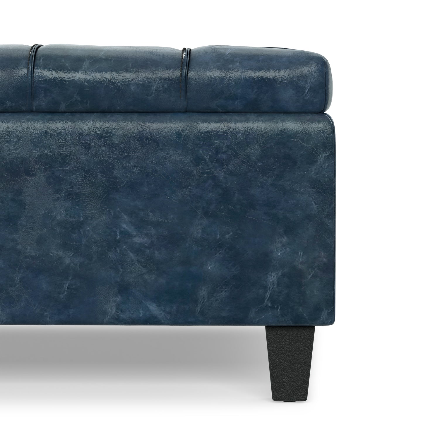 Denim Blue Vegan Leather | Harrison Large Square Coffee Table Storage Ottoman