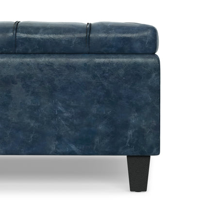 Denim Blue Vegan Leather | Harrison Large Square Coffee Table Storage Ottoman
