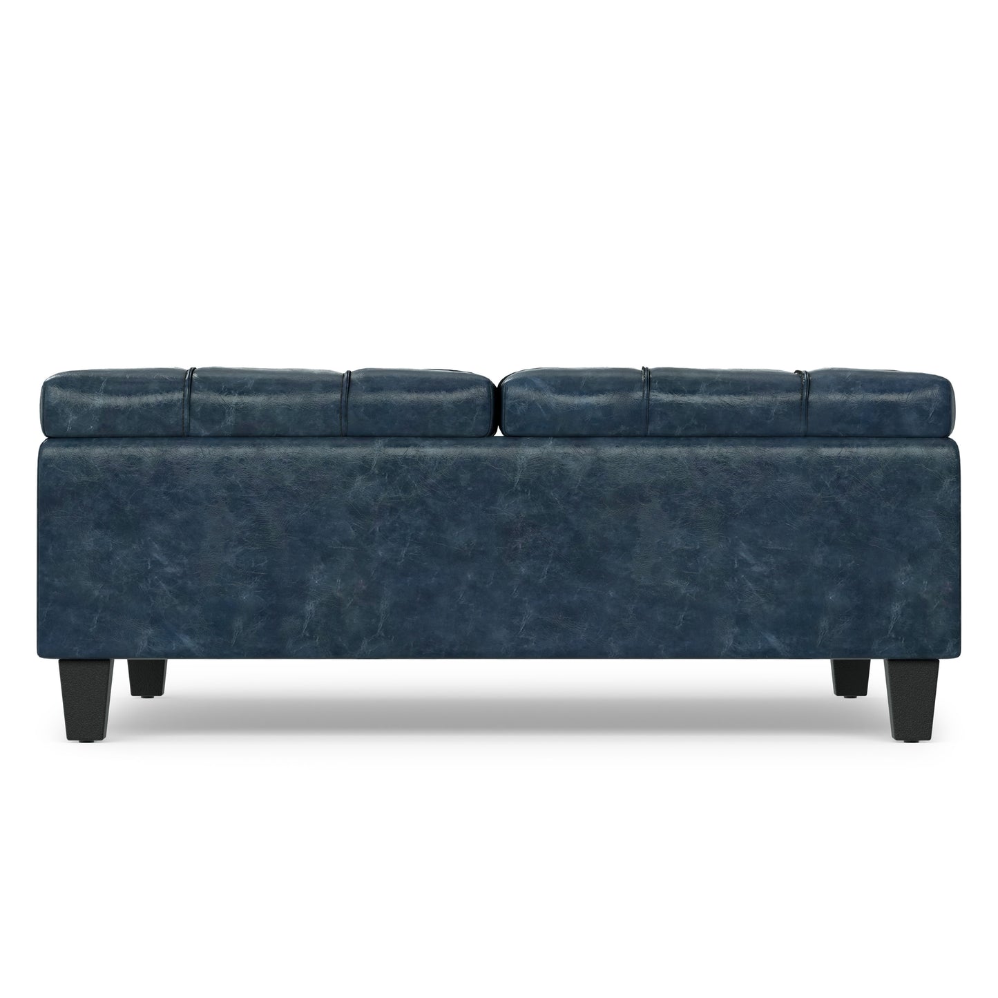 Denim Blue Vegan Leather | Harrison Large Square Coffee Table Storage Ottoman