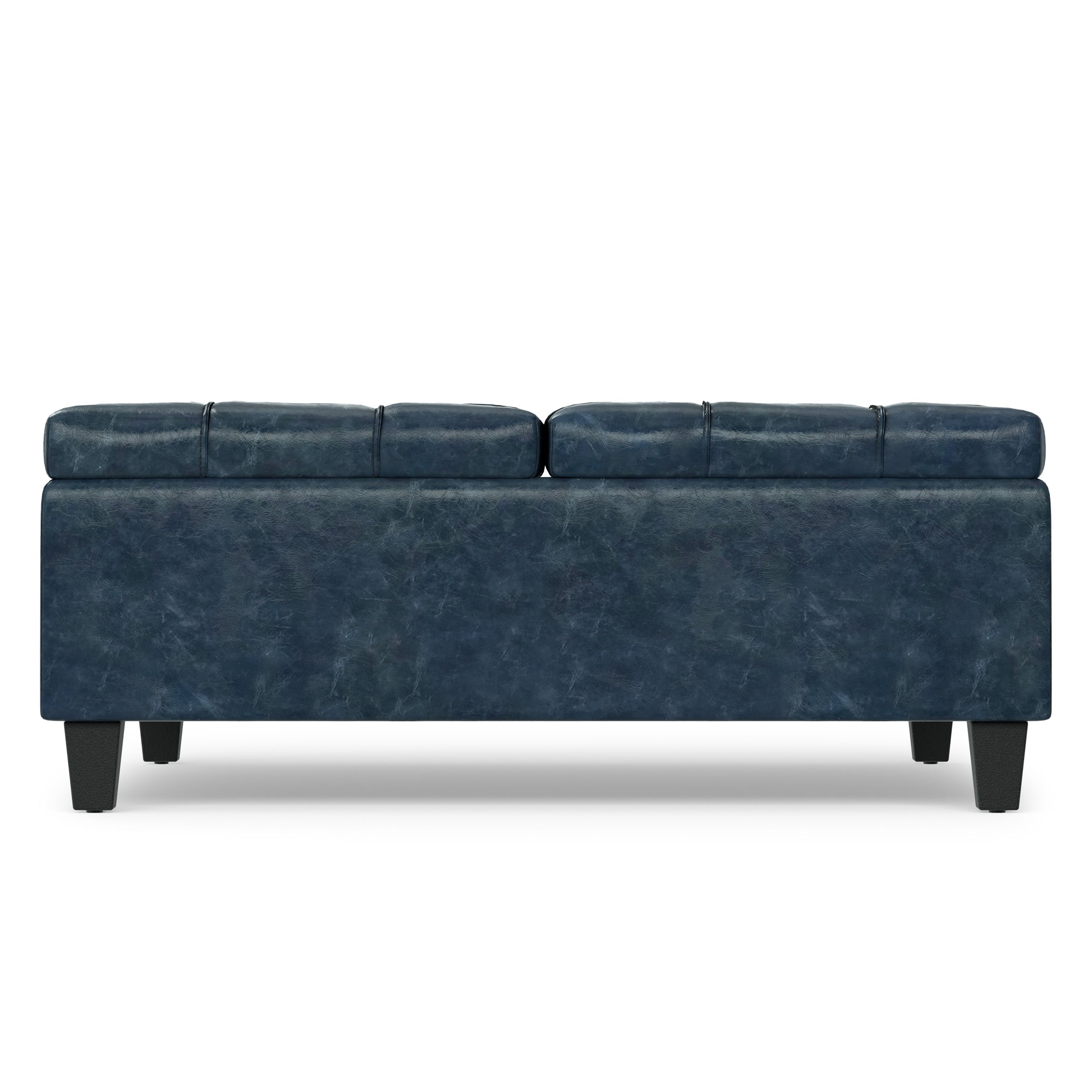 Denim Blue Vegan Leather | Harrison Large Square Coffee Table Storage Ottoman