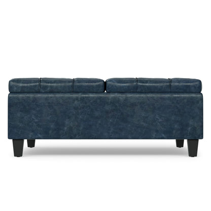 Denim Blue Vegan Leather | Harrison Large Square Coffee Table Storage Ottoman