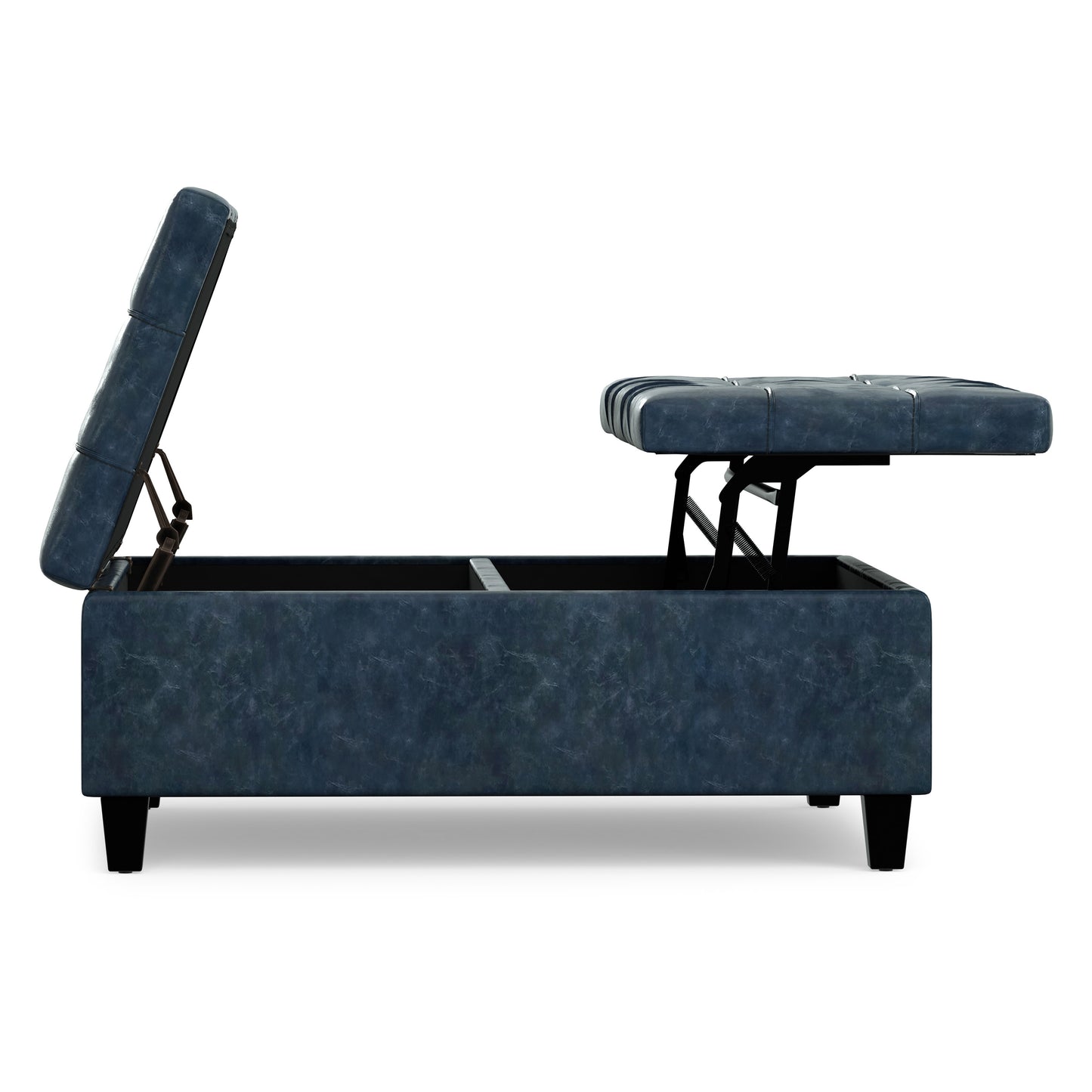 Denim Blue Vegan Leather | Harrison Large Square Coffee Table Storage Ottoman